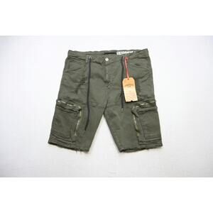 Grindhouse Cargo Jean Shorts Jorts Distressed Olive Denim Stretch Mens Sz 40 NWT